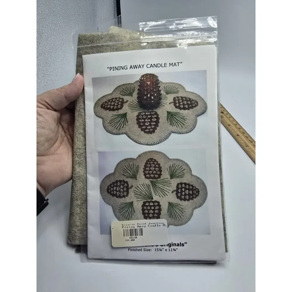 Pining Away Candle Mat Wool Penny Rug Kit 15 1/4” x 11 3/4” - Picture 5 of 5